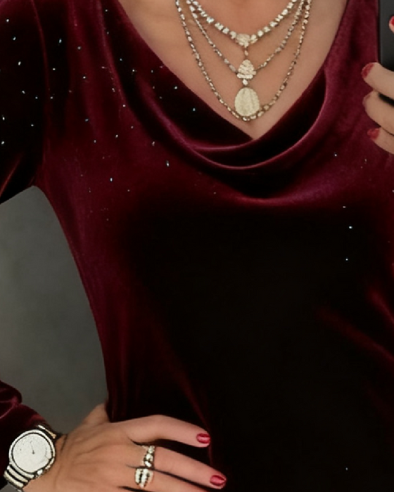 Robe À Fini Scintillant Et Coupe Droite