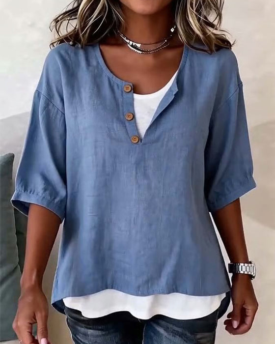 Blouse Factice Deux Pièces Manches 3/4
