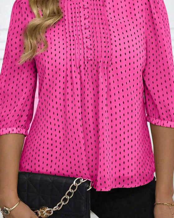 Blouse Volant Garniture Large Polka Dot