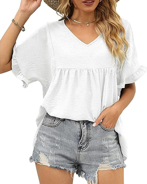 Blouse Décontractée Volant Coupe Loose