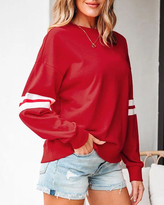 Sweatshirt Col Rond Manches Longues Color-Block
