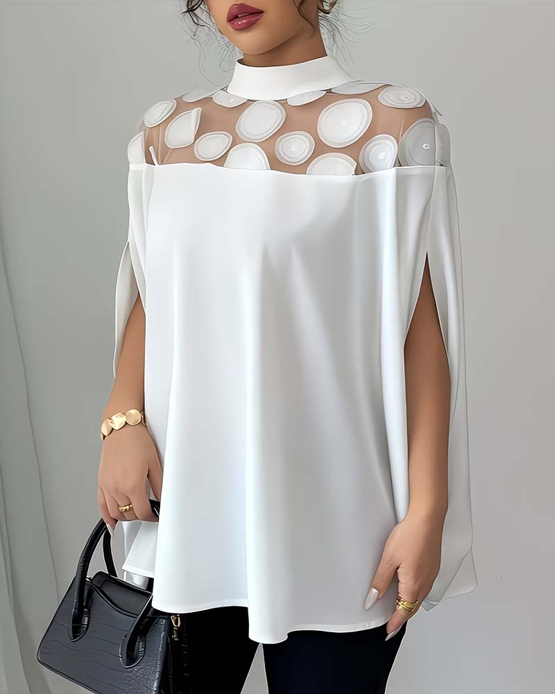 Blouse Panneau Mesh Grand Pois