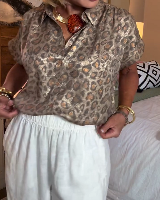 Chemisier décontracté imprimé léopard