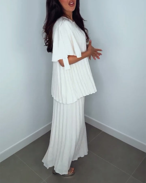 Ensembles amples plissés de couleur unie