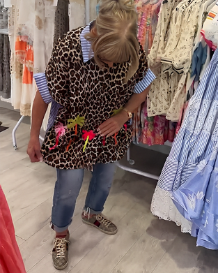 Chemise À Revers Rayé Imprimé Léopard