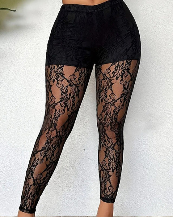 Pantalon Sheer Dentelle Slim