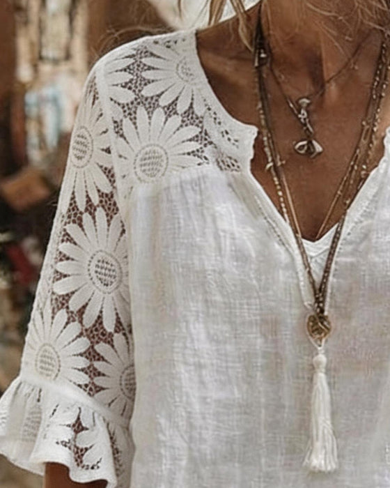 Chemisier Col V Marguerite Patchwork