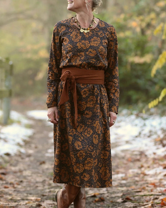 Robe Imprimé Floral Col Rond Coupe Ample