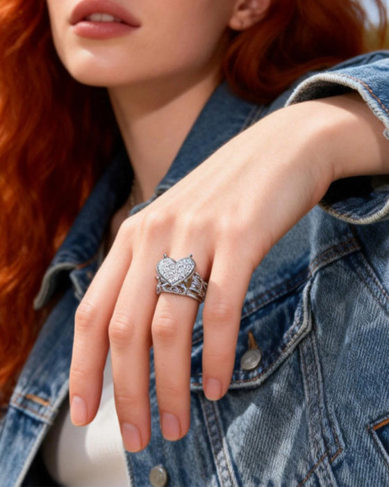 Pave Bague Cœur Set pour Femme