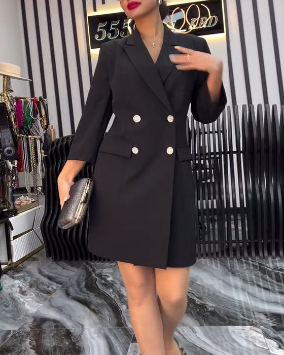 Robe Col Nœud Papillon Costume À Double Boutonnage