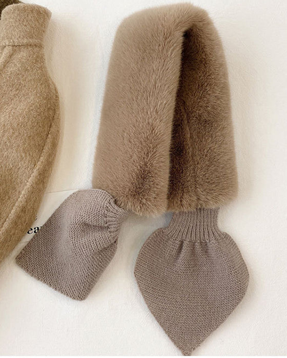 Écharpe En Fourrure Tricotée Patchwork À La Mode