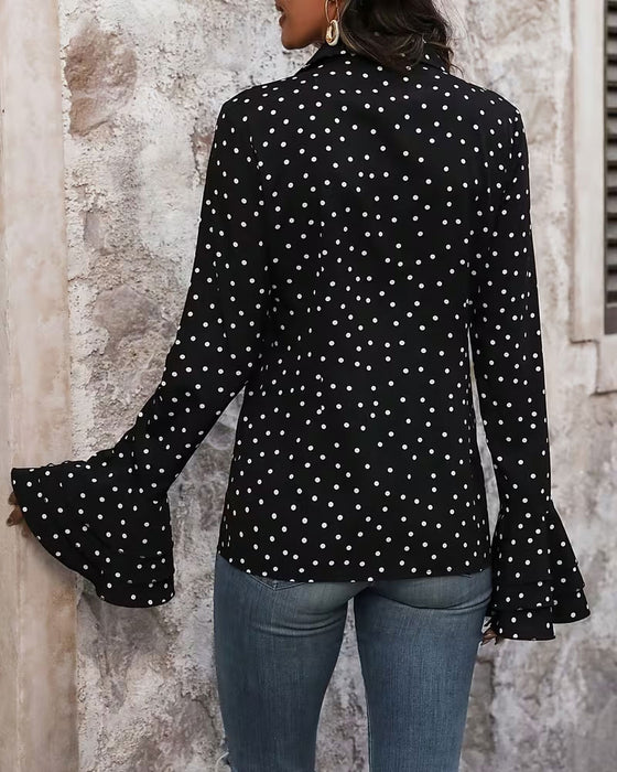 Blouse Pois Double Couche Manche Cloche