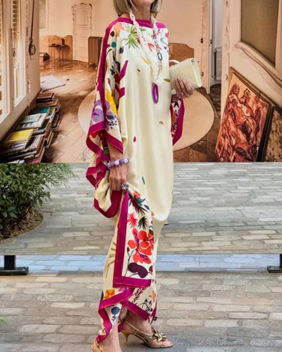 Robe Off-Shoulder Contraste Lâche Vacances