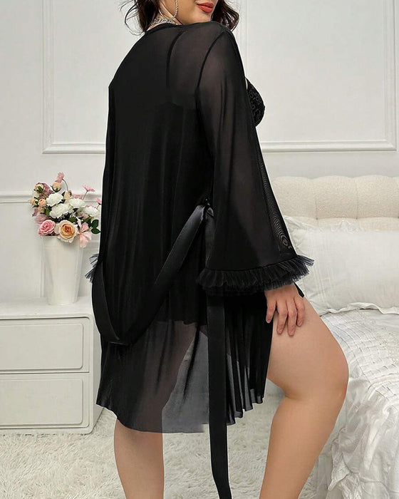 Sexy Dentelle Chemise de Nuit Jarretelles Ensemble