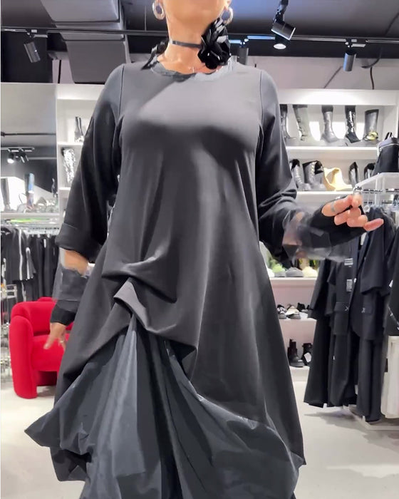 Robe couleur unie patchwork tendance