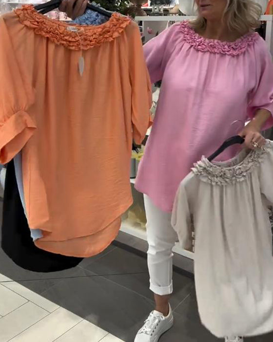 Blouse Manches Courtes Fleurie Large