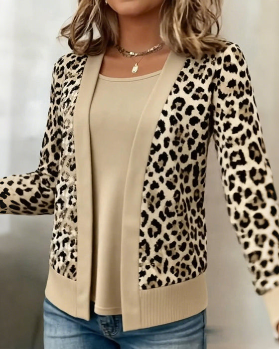 Haut Fausse Deux-Pièces Imprimé Léopard