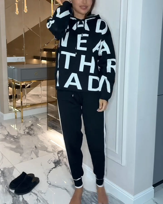 Ensemble Deux-Pièces À Capuche Et Imprimé Lettre