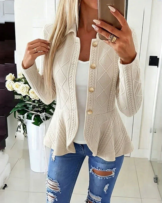 Veste Bouton Décontractée Unie