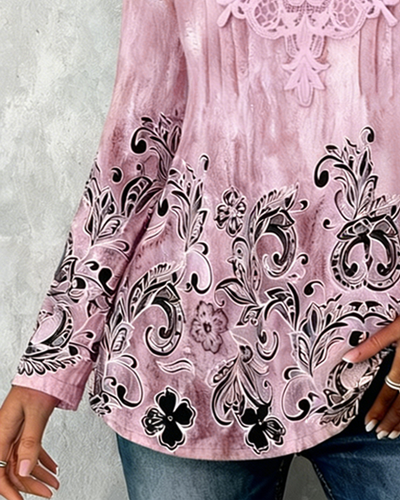 Chemisier Col Patchwork Et Imprimé Stratégiquement Placé