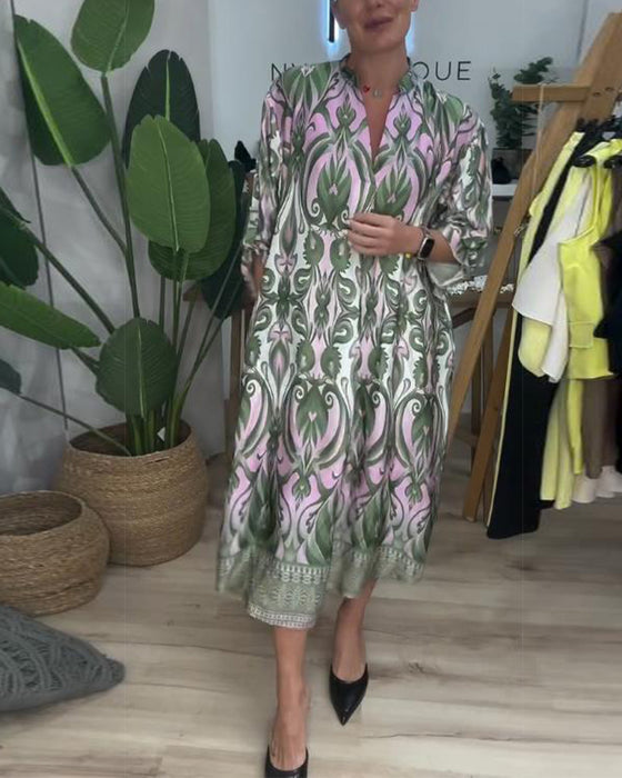 Robe À Manches Bouffantes Paisley