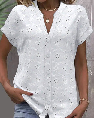 Chemise Col Montant Dentelle Bouton Creux