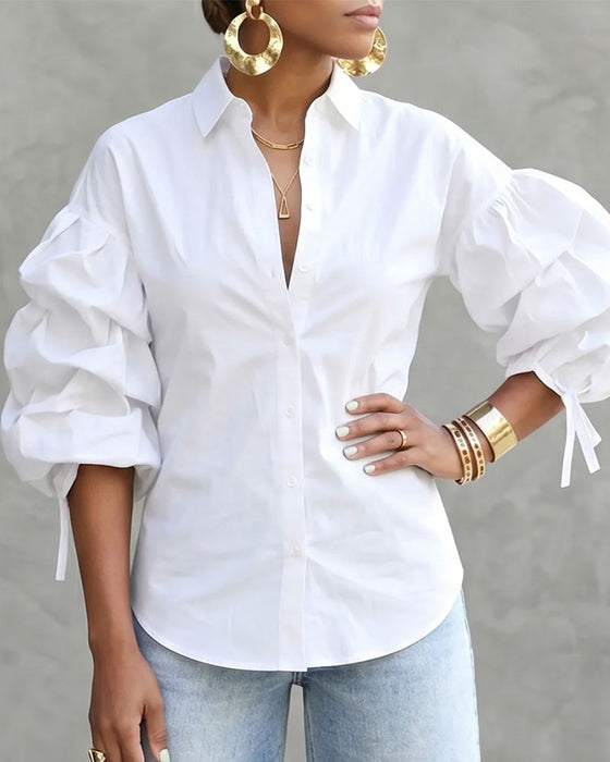 Chemise Attache Volant Manche Bouffante