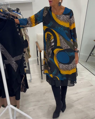 Robe Élégante Imprimée À Col Rond