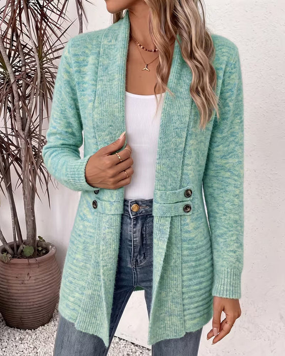 Cardigan Unie Bouton Orné