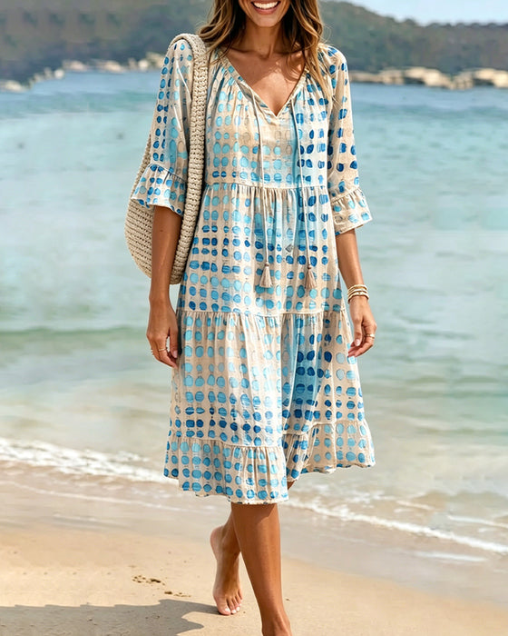 Robe À Pois Col V Attache Gâteau