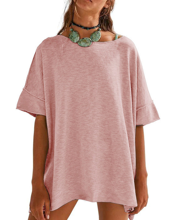 T-Shirt Uni Patchwork Demi-Manche