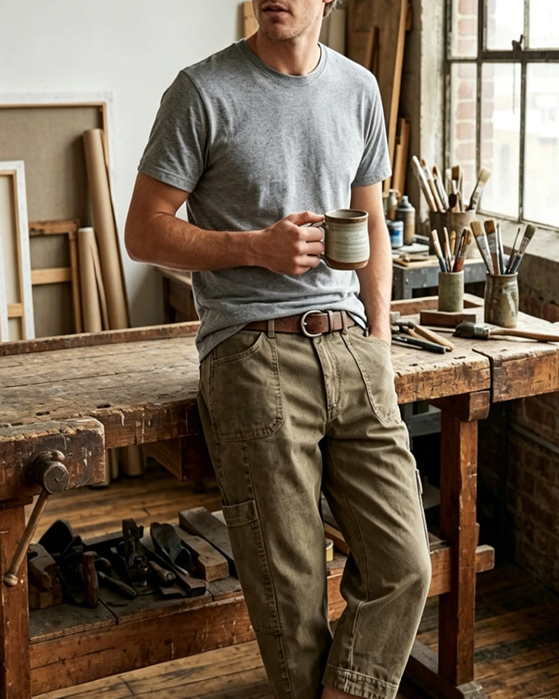 Pantalon Vintage Design Décontracté