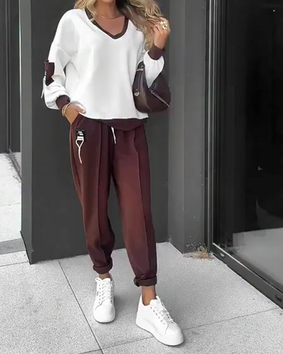 Ensemble Sweat-Shirt Et Jogging Color Block