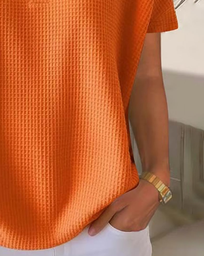 T-shirt Boutonné Col V Décontracté