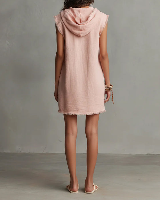 Robe Sans Manches À Capuche Courte