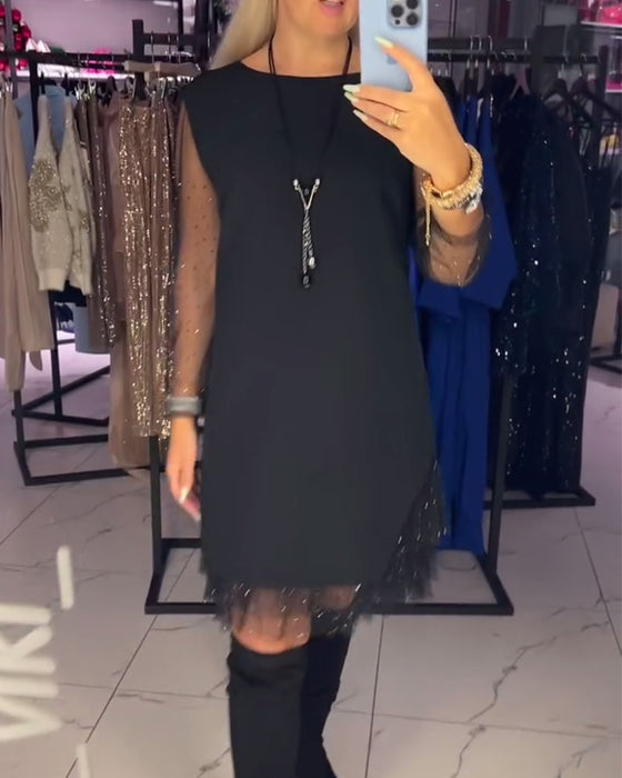 Robe Col Rond Mesh Transparent Couture