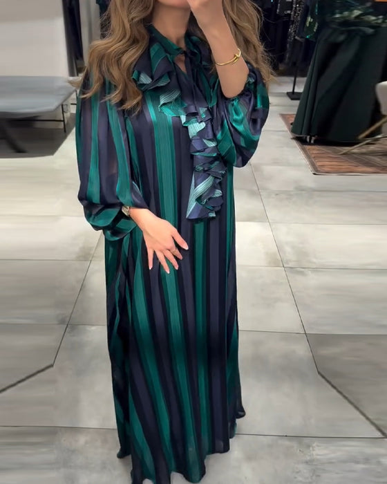 Robe Rayure Verticale Volant