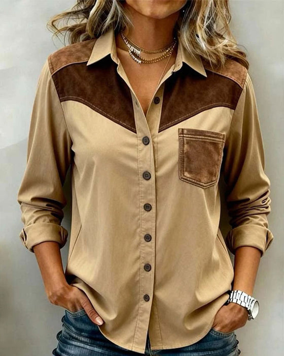 Chemise Assemblage Col Revers Manche Longue