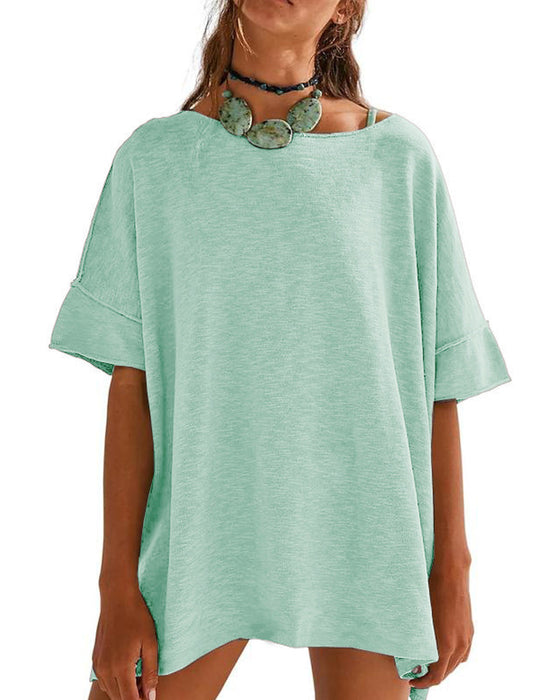 T-Shirt Uni Patchwork Demi-Manche