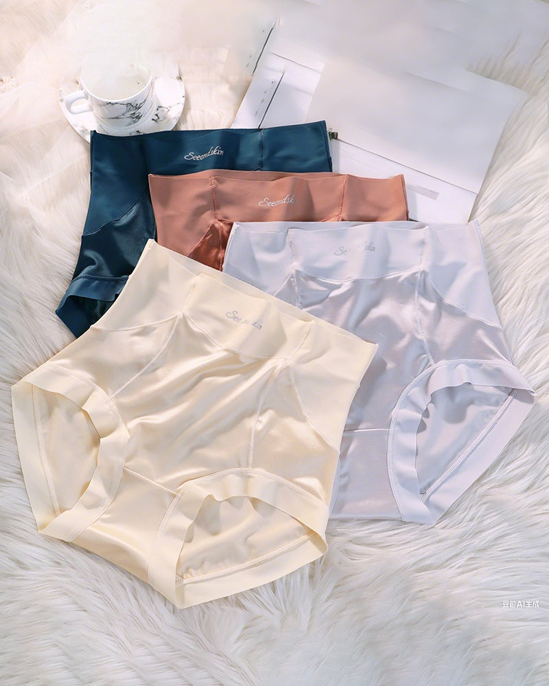 Culotte Femme Taille Haute En Satin Soie Glacée Sans Couture Effet Push-Up Et Gainant