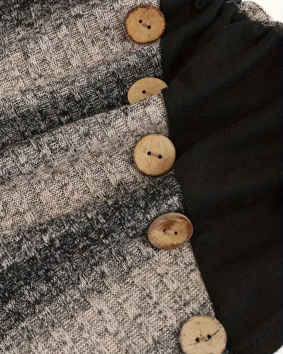 Sweatshirt Irrégulier Rayure Bouton