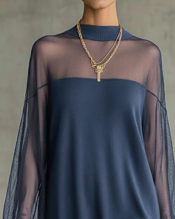 Robe Manche Lanterne Unie Patchwork