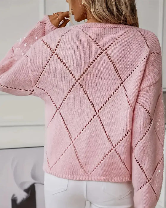 Pull Élégant Ajouré Paillettes