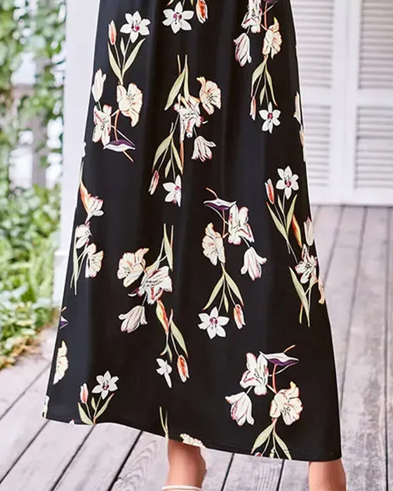 Robe Florale Sans Bretelles Taille A-Ligne
