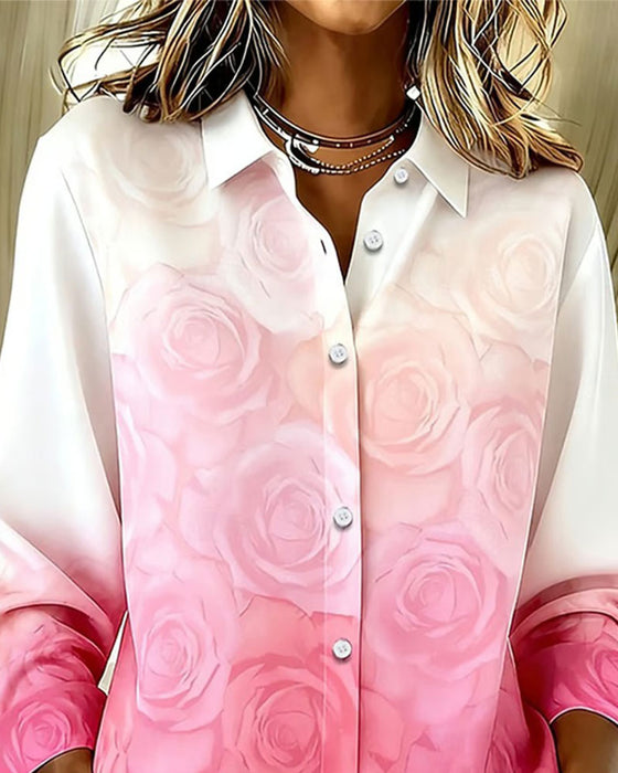 Chemise Dégradé Rose Imprimé