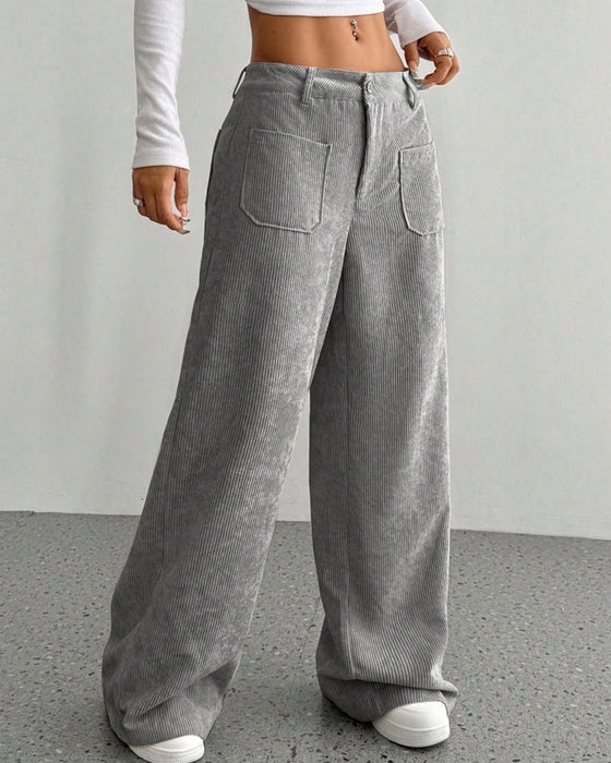 Pantalon Devant Dos Poche Unie Jambe Droite Long
