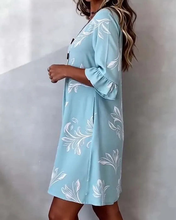 Robe Trois-Boutons Imprimé Floral