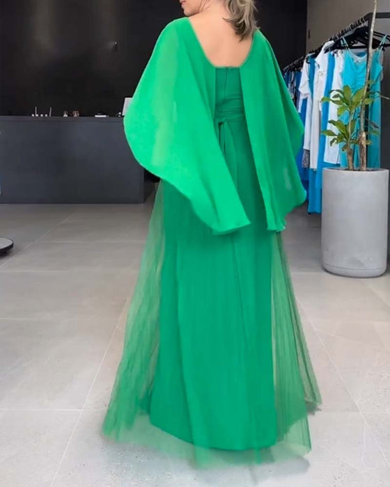 Robe longue à col rond et ligne A