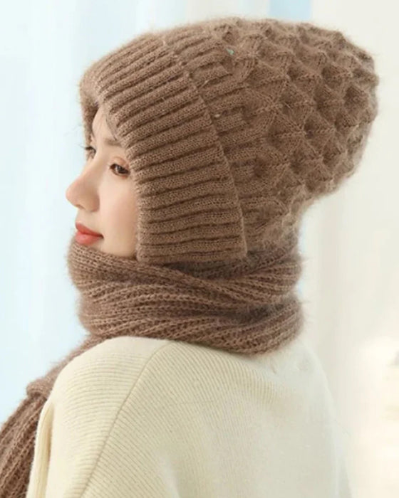 Hiver Polyvalent Tricoté À Capuche Écharpe Pour Femmes