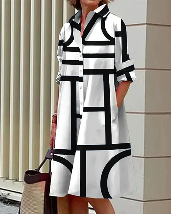 Robe avec poches et imprimé géométrique